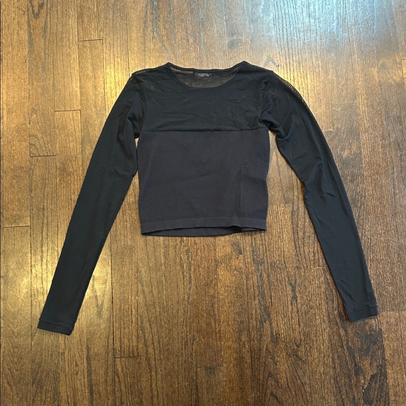 Zara Women’s Black Mesh Long Sleeve Crop Top Size XS/S - Picture 7 of 9